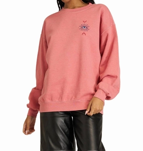 All Seeing Eye Embroidered Sweatshirt In Pink Soft Texture Cozy and Soft