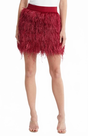 Airy Look City Ready Cina Feather Mini Skirt In Bordeaux