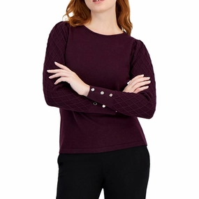 Womens Solid Knit Pullover Sweater Luxury Fiber Blend Machine Washable Design