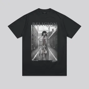 Playful Vibes Polka Dot Pattern ALLEYWAY T-SHIRT WASHED BLACK