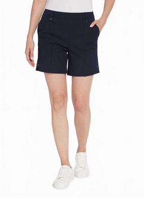 Amanda Stretch Twill Short In True Navy Athletic Silhouette Cool Comfort
