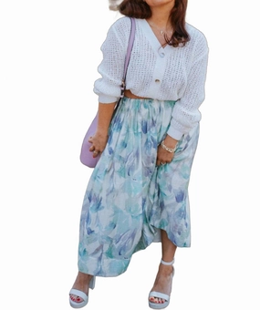 High End Quality Edgy Look Amari Midi Skirt In Blue