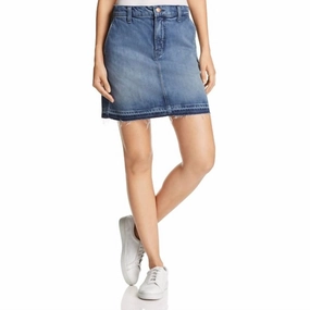 Outfit Shot Gentle Flow Ambition Denim Mini Skirt In Blue