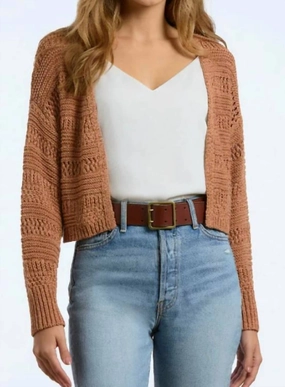 Andrea Crochet Cardigan In Walnut All-Weather Comfort