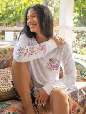 Oversized Cotton Doodle Tee - White Fashion Top