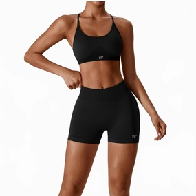 Sienna V Back Shorts In Black Back pockets