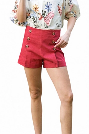Moisture Wicking Lining Earth Tones Sailor Style Shorts In Raspberry