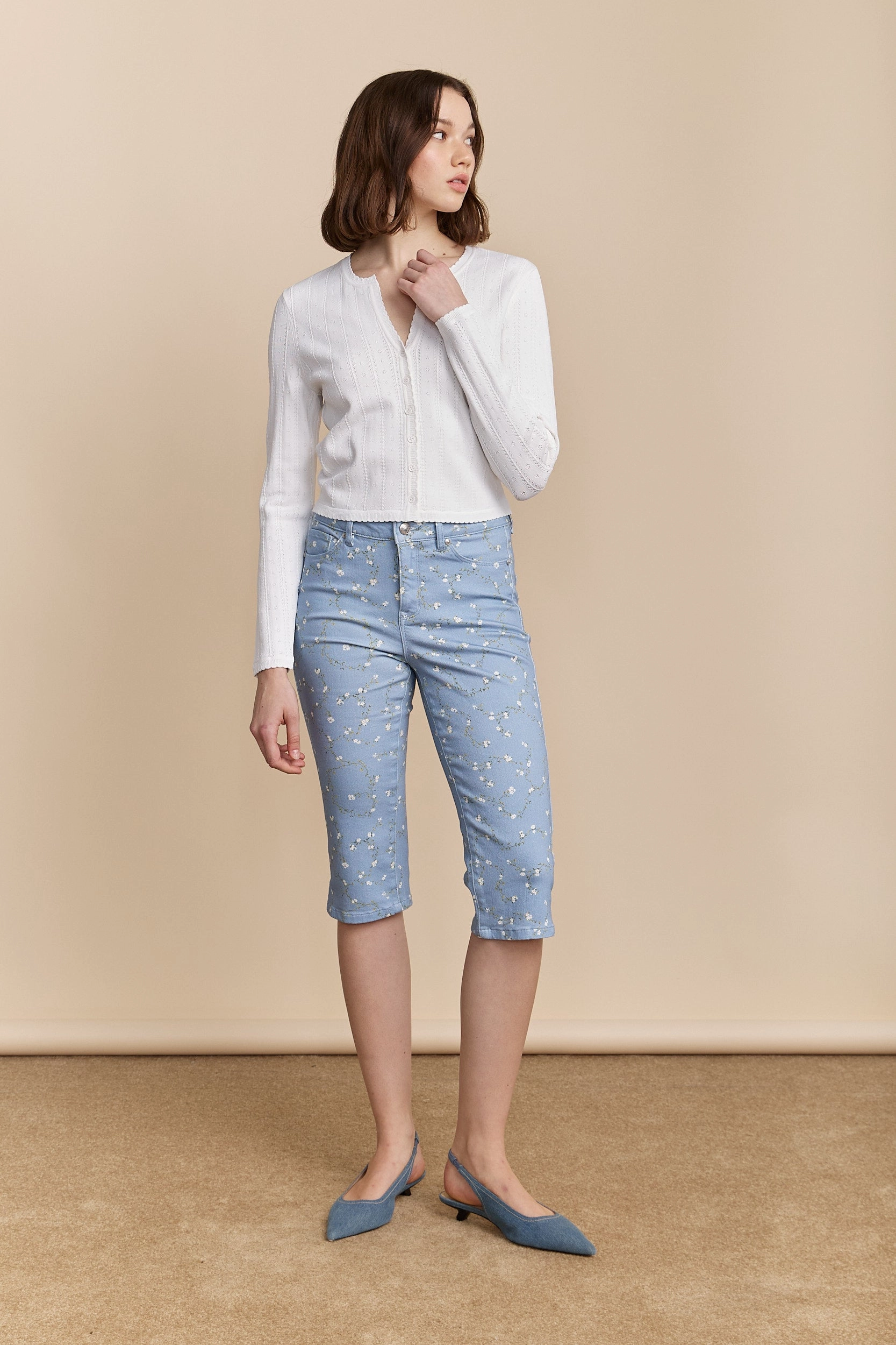Classic Vibe Mood Casual Floral print push up capri