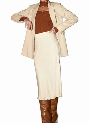 Easy Comfort Midi Skirt In Cream