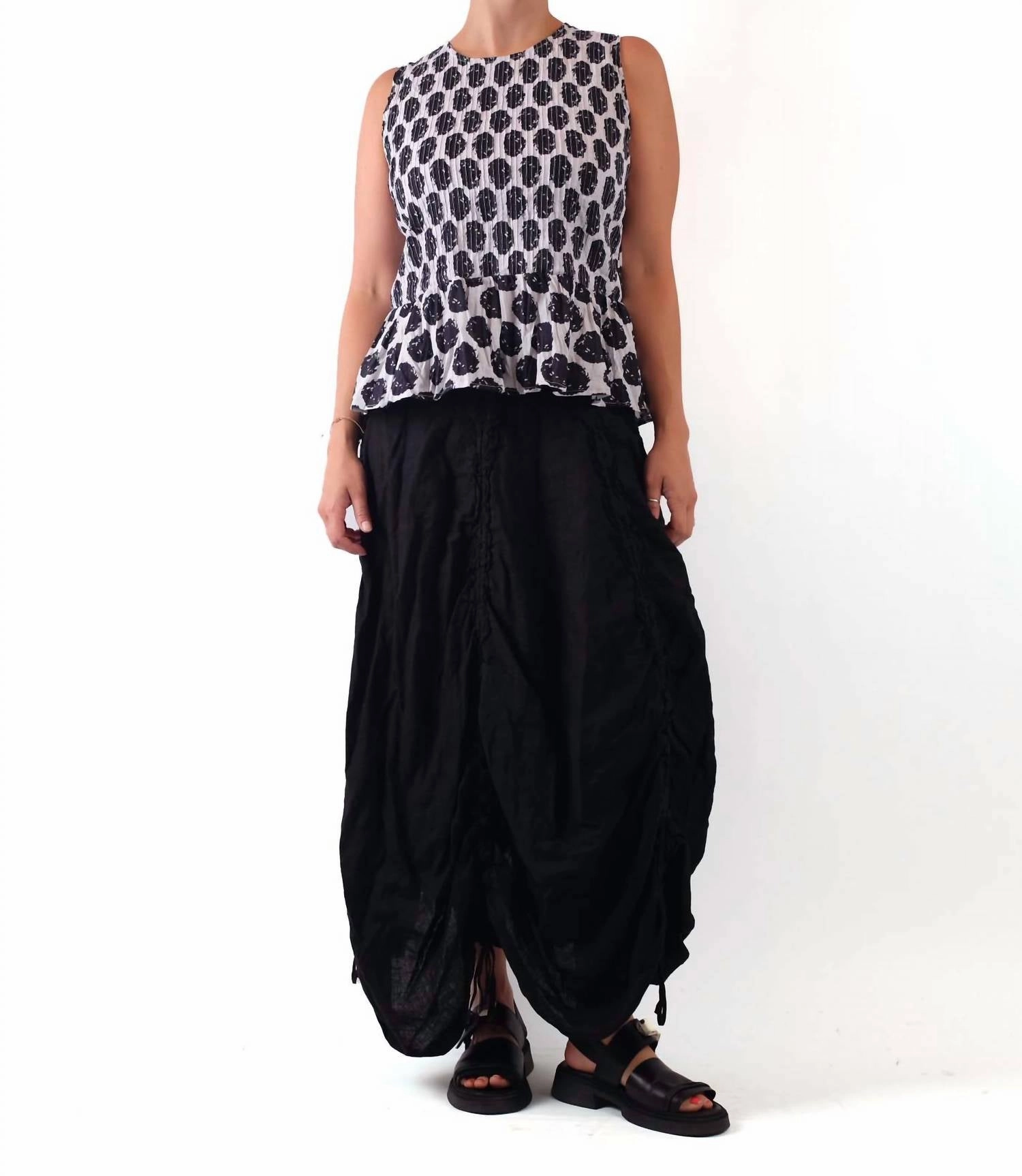 Linen Tie Skirt In Black Floral Pattern Pure Vibes