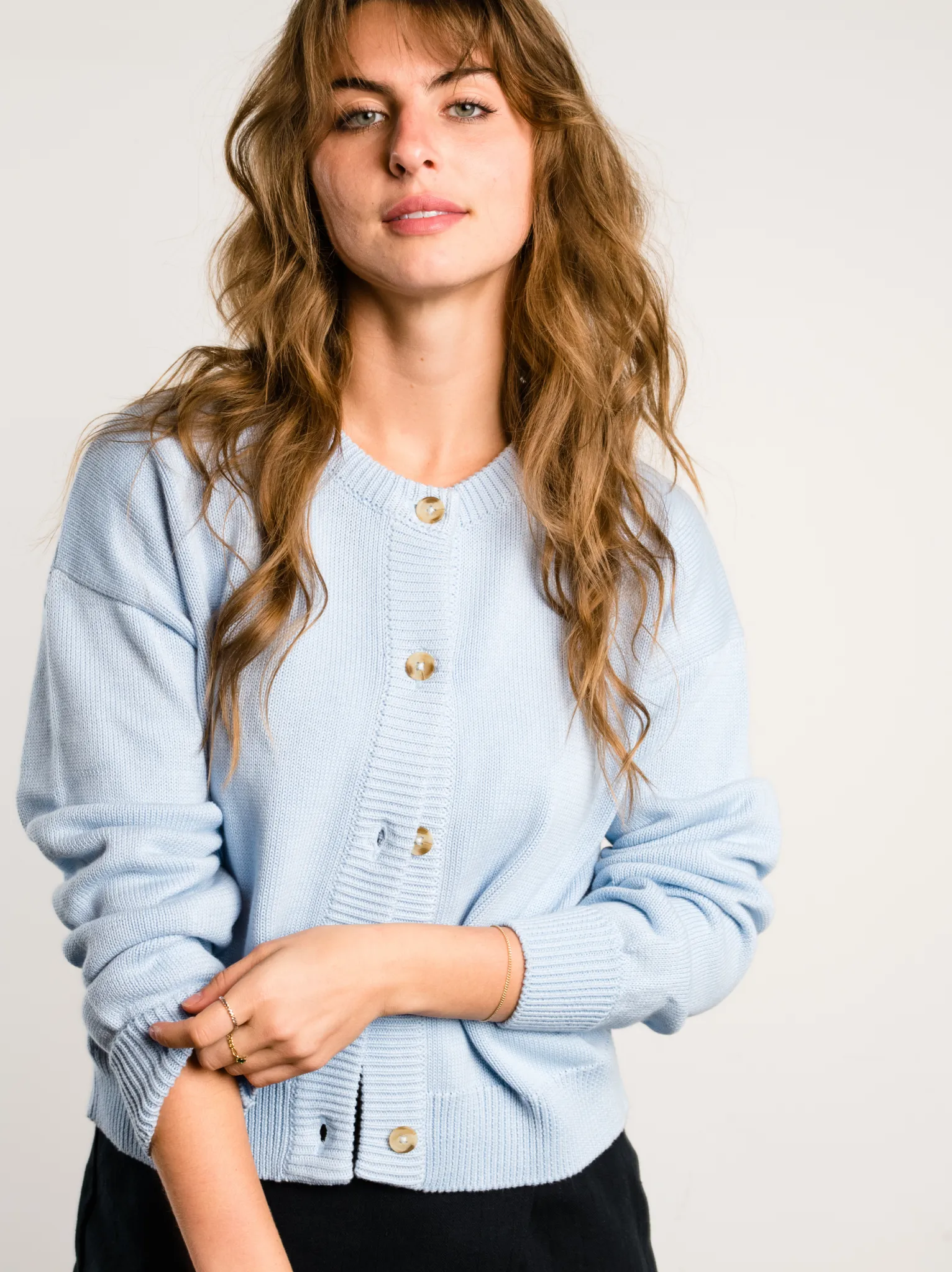 Hypoallergenic Fiber Willow Classic Cardigan - Clear Sky
