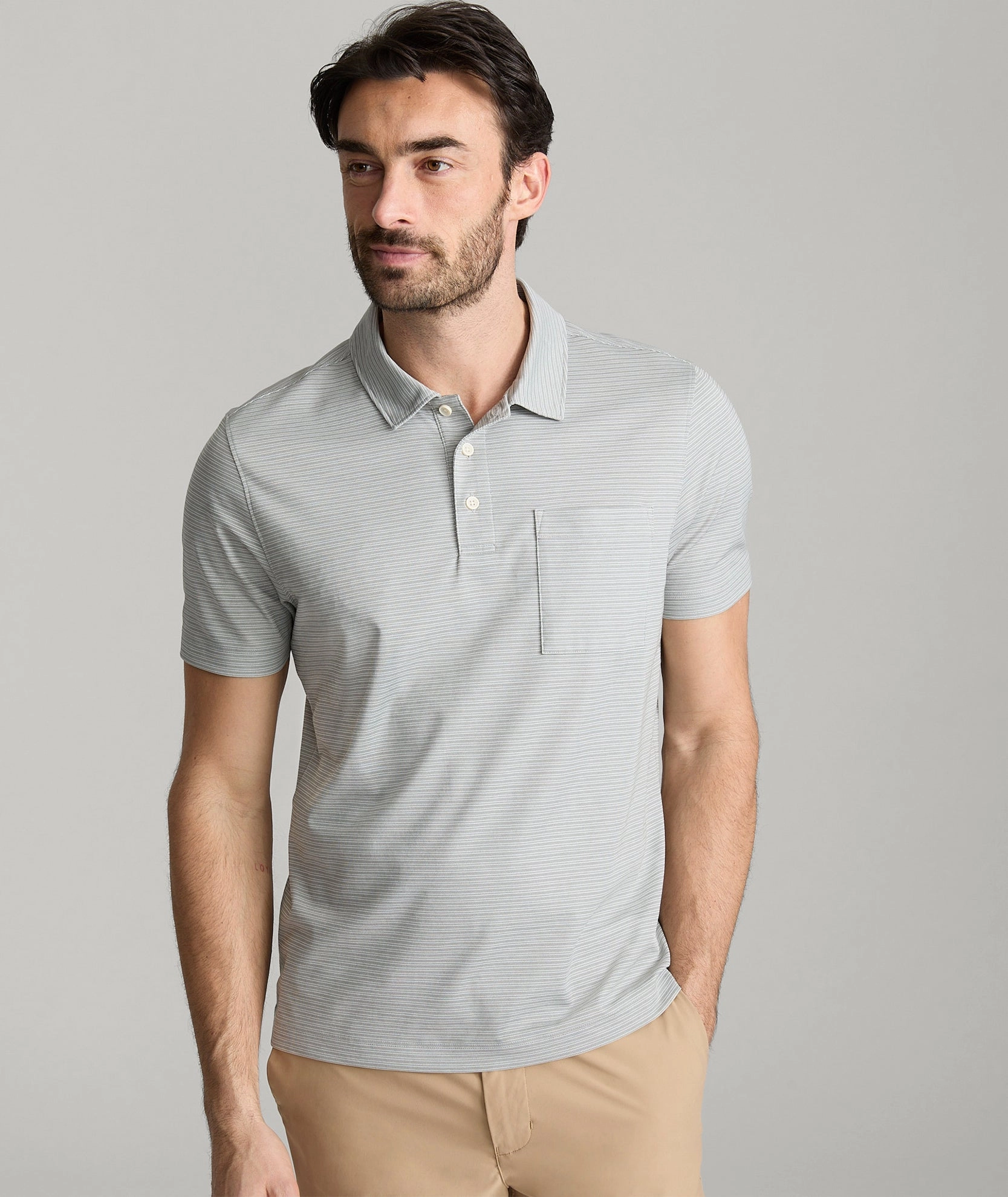 SnagResistant Weave Comfortable Collar Striped Performance Polo