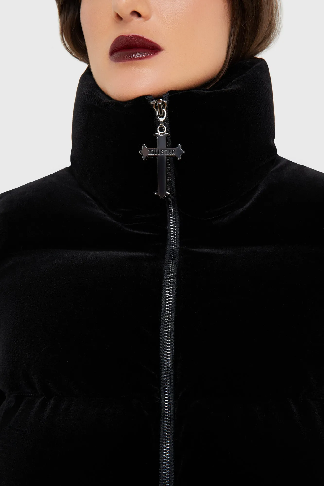 Warm Lining Deadliest Nightvelvet Puffer Coat [BLACK]