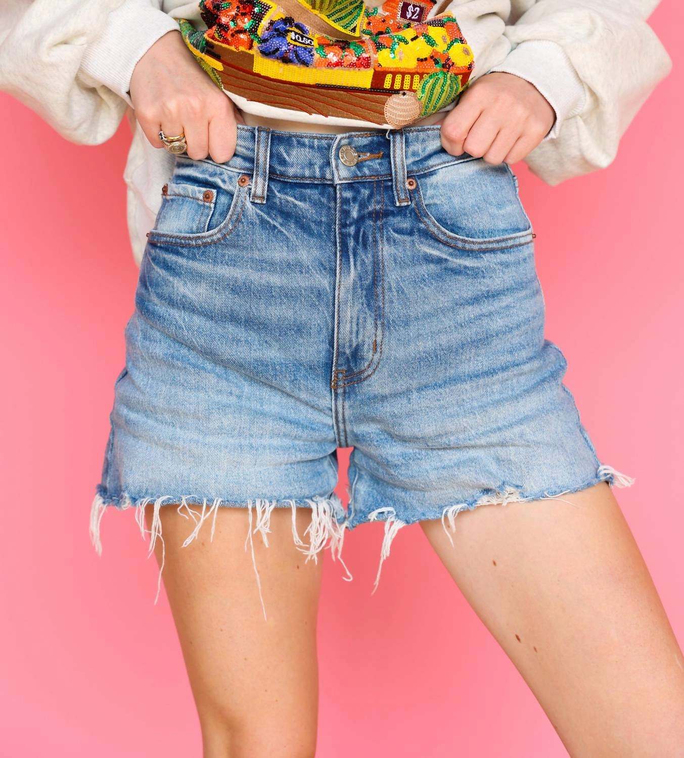 multiple pockets The Knockout High Rise A Line Short In Blue