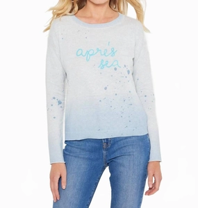 Soft Knitwear Durable Reinforced Elbows Apres Sea Sweater In Iced Blue