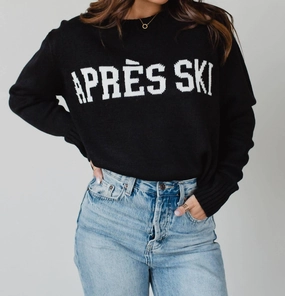 Layered Must-Have Winter-Ready Knit Apres Ski Sweater In Black