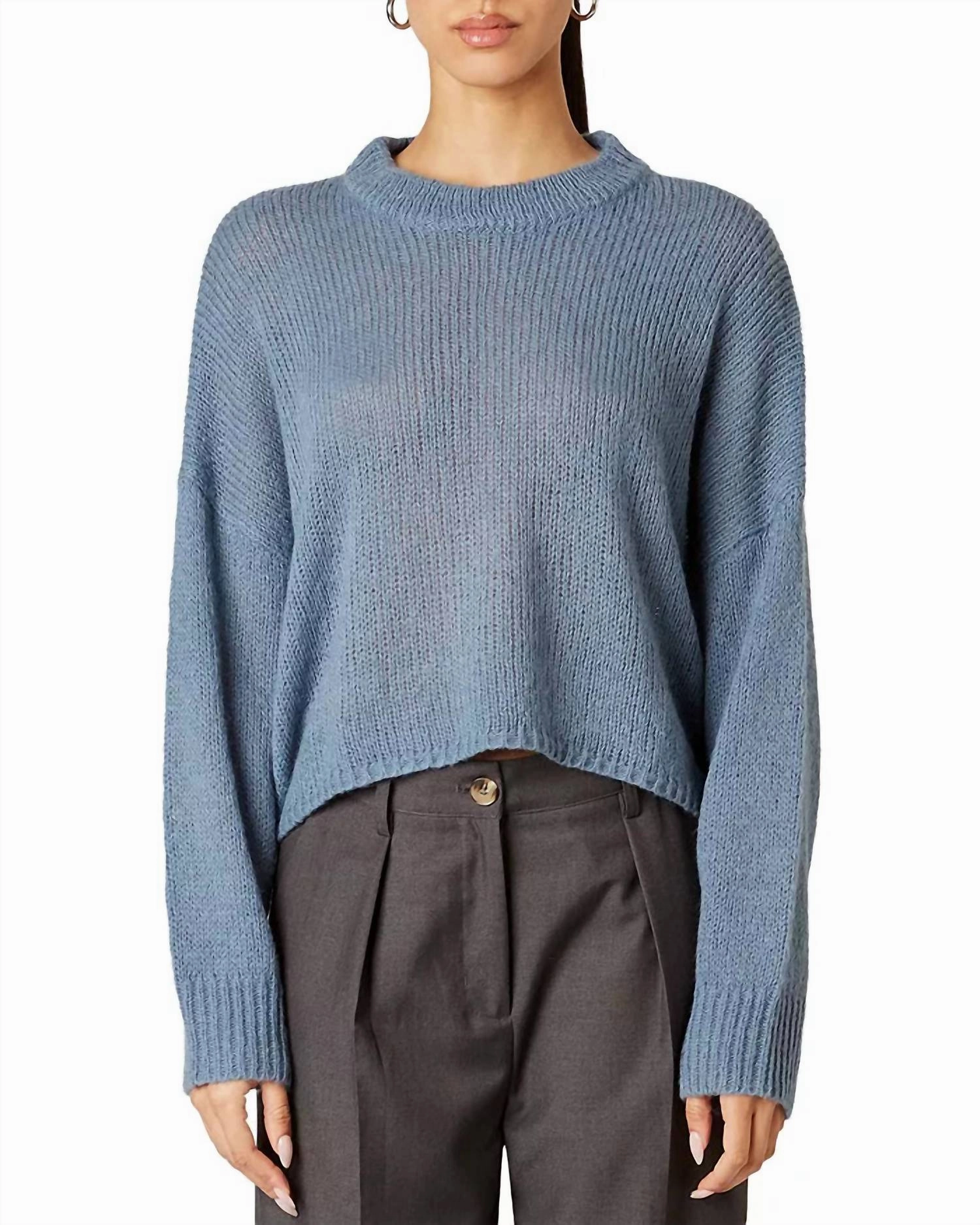 Ariana Sweater In Slate Blue Fashionable Wear Thermal Locking Yarn