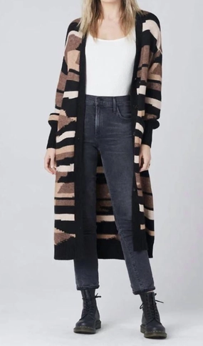 Soft comfort layer Knit Comfort Wear Arie Long Sleeve Cardigan Sweater In Black