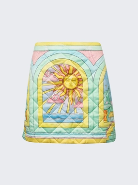 Art Deco Quilted Curved Hem Mini Skirt Fresh Energy Casual Comfort