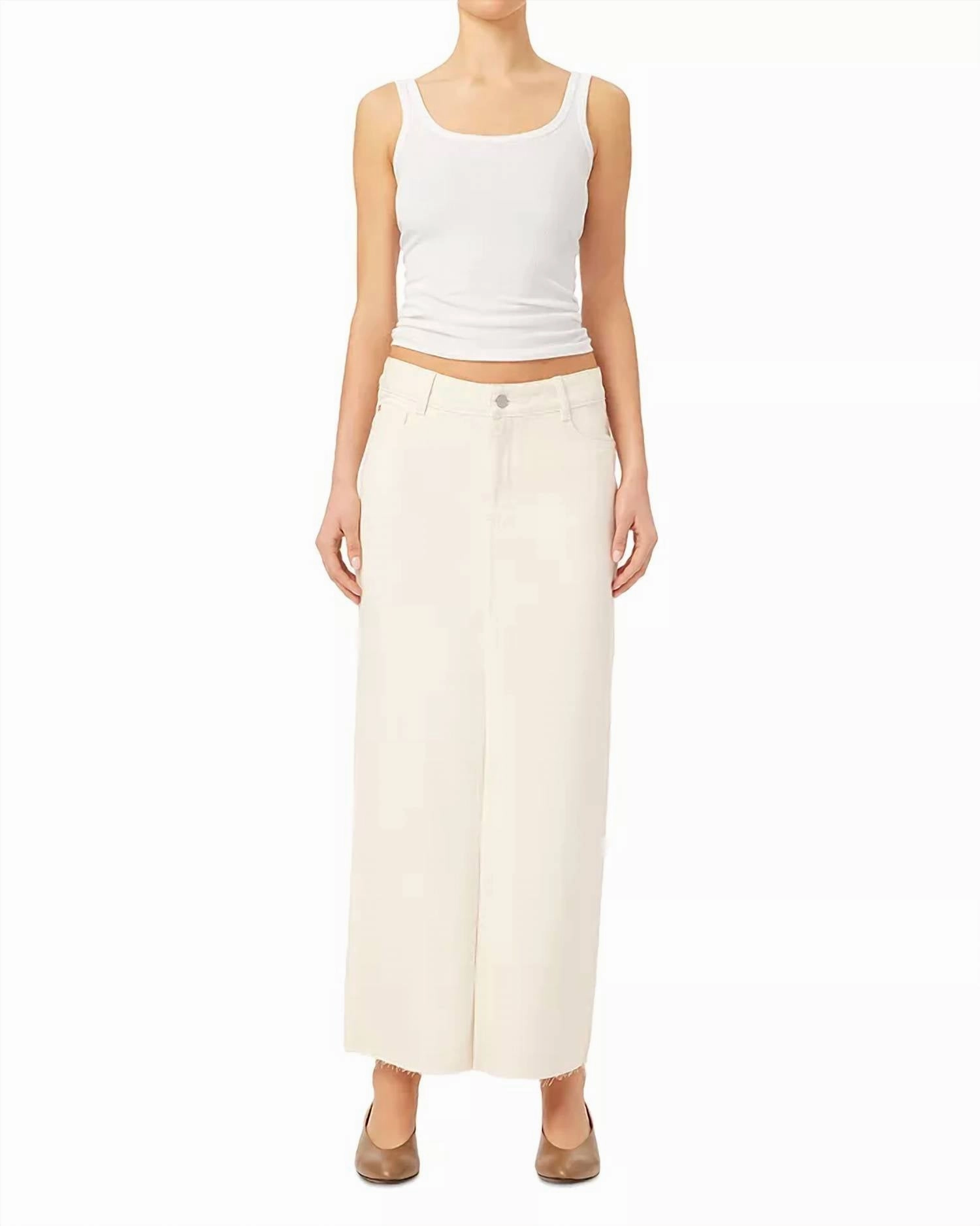 Asra Denim Maxi Skirt In Ecru Floral Pattern Removable Belt