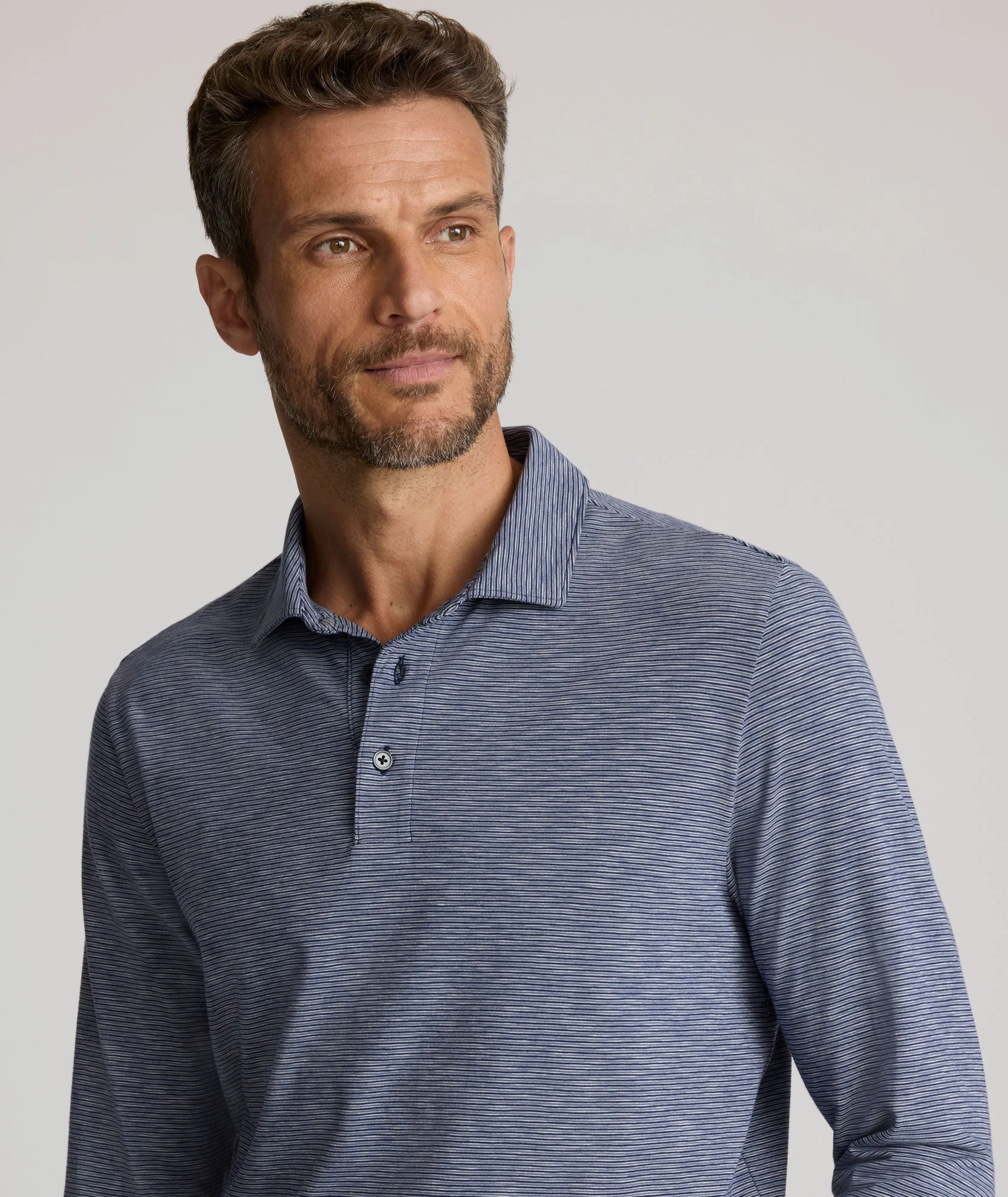 Stylish Comfort Jersey Slub Long-Sleeve Polo