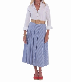 Atoka Skirt In Royal Stripe Earth Tones Simple Flow