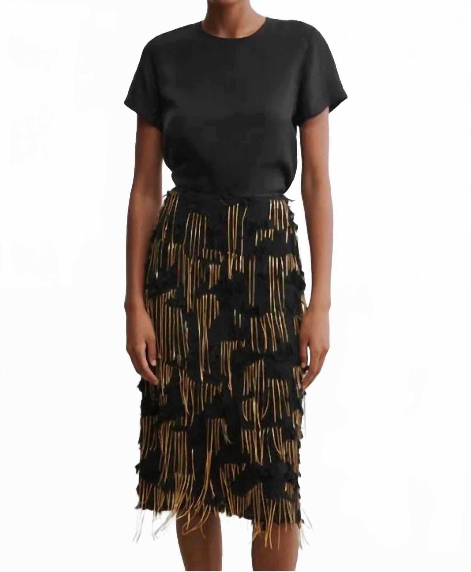 Pleated Construction Ayva Skirt In Black