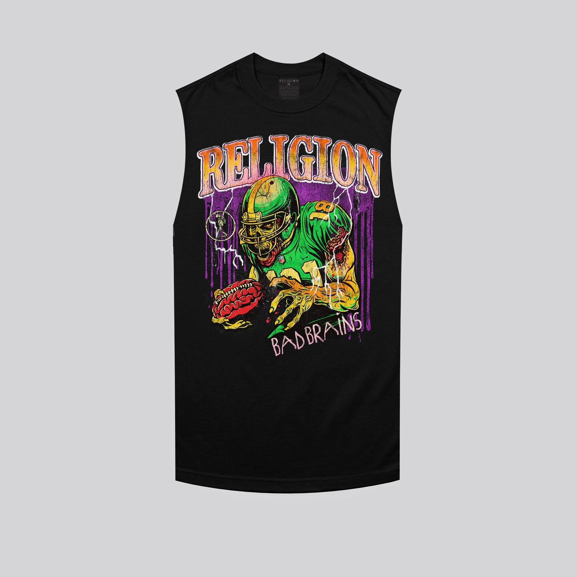 Reinforced Hems Comfortable Shape BAD BRAINS CUT OFF T-SHIRT BLACK