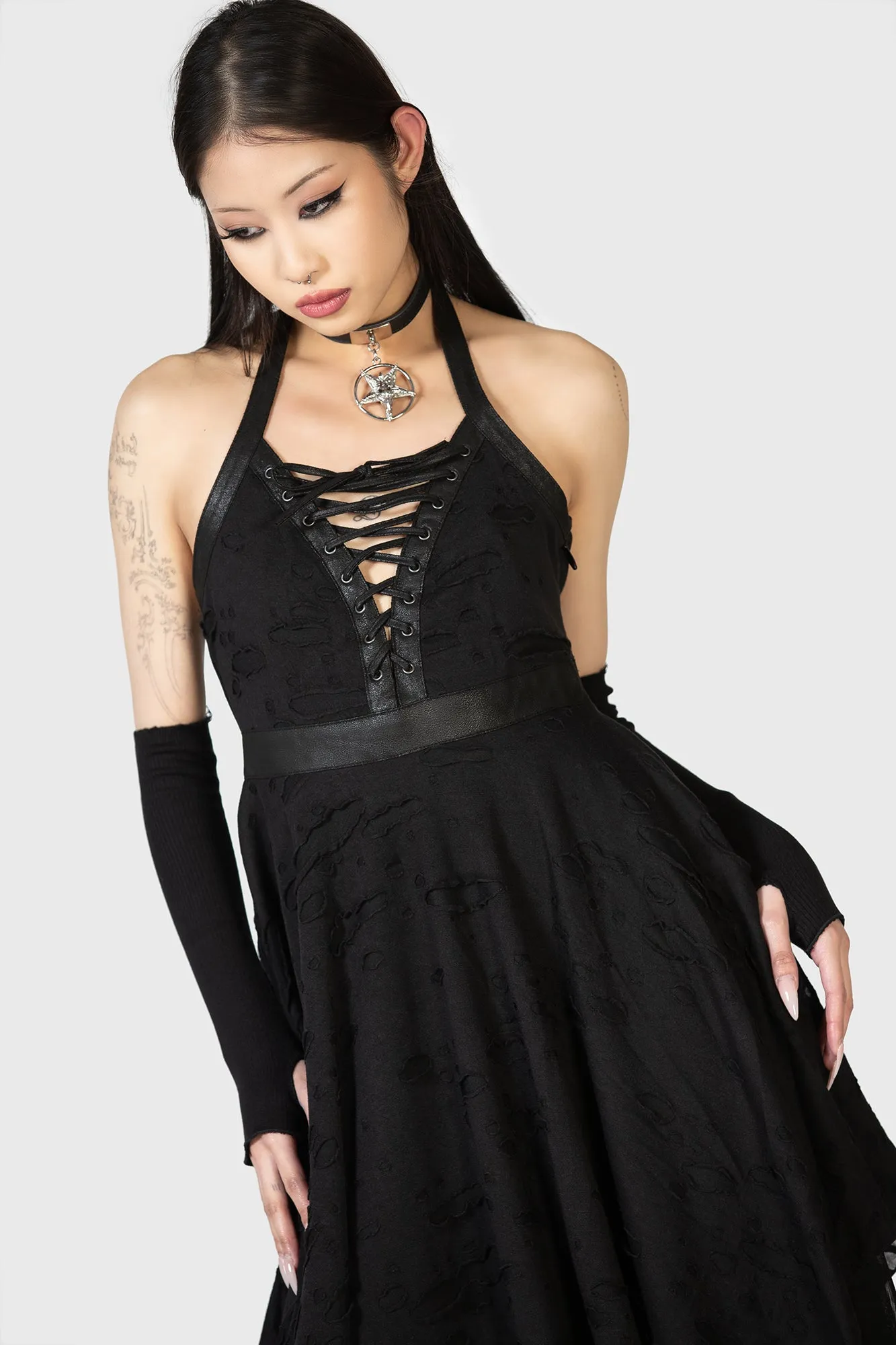 Badlands Dress Ruffle Hem Silky Shine