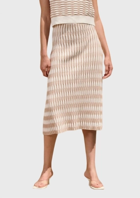 Newport Knit Skirt In Beige/white Easy Comfort Easy Style