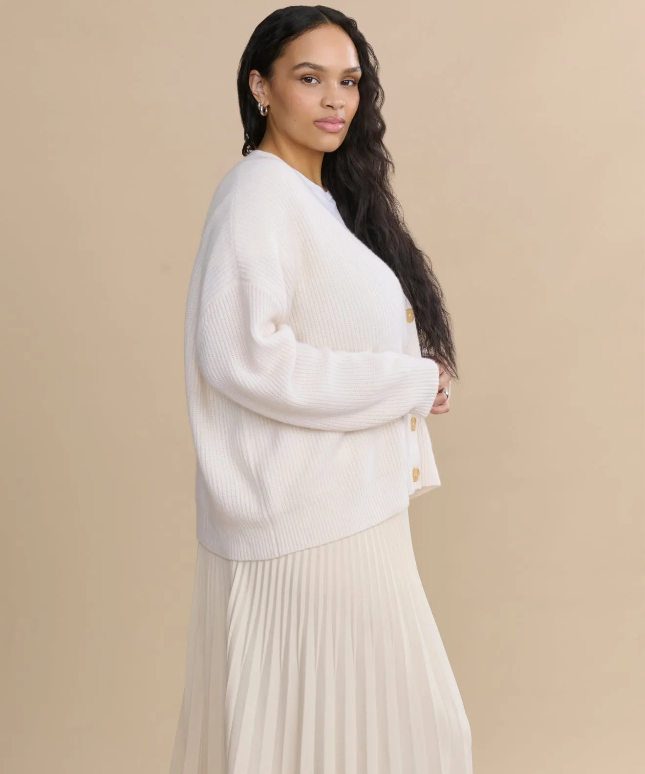Cropped Cashmere Cocoon Cardigan Simple Layer Cozy Interior Fleece