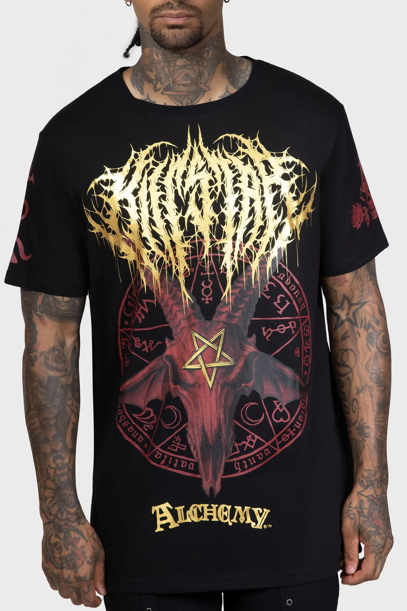 Ribbed Collar Design Trendy Wear Baphomet Zisurr? T Shirt