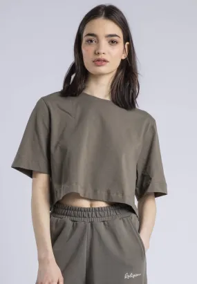 Stylish and Cozy BASIC CROP T-SHIRT BRINDLE