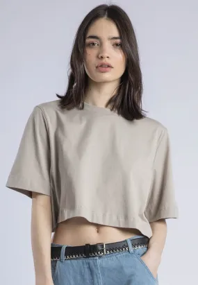 BASIC CROP T-SHIRT STONE Seasonal Layer