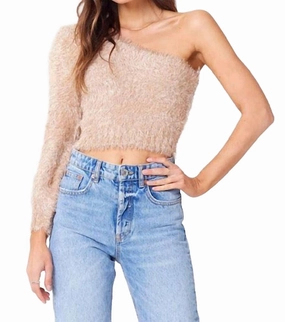 One Shoulder Sweater In Gold Light Warmth