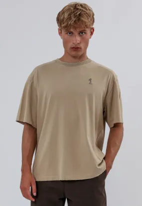 Weekend Comfort BATTLE DISTRESSED T-SHIRT FAWN
