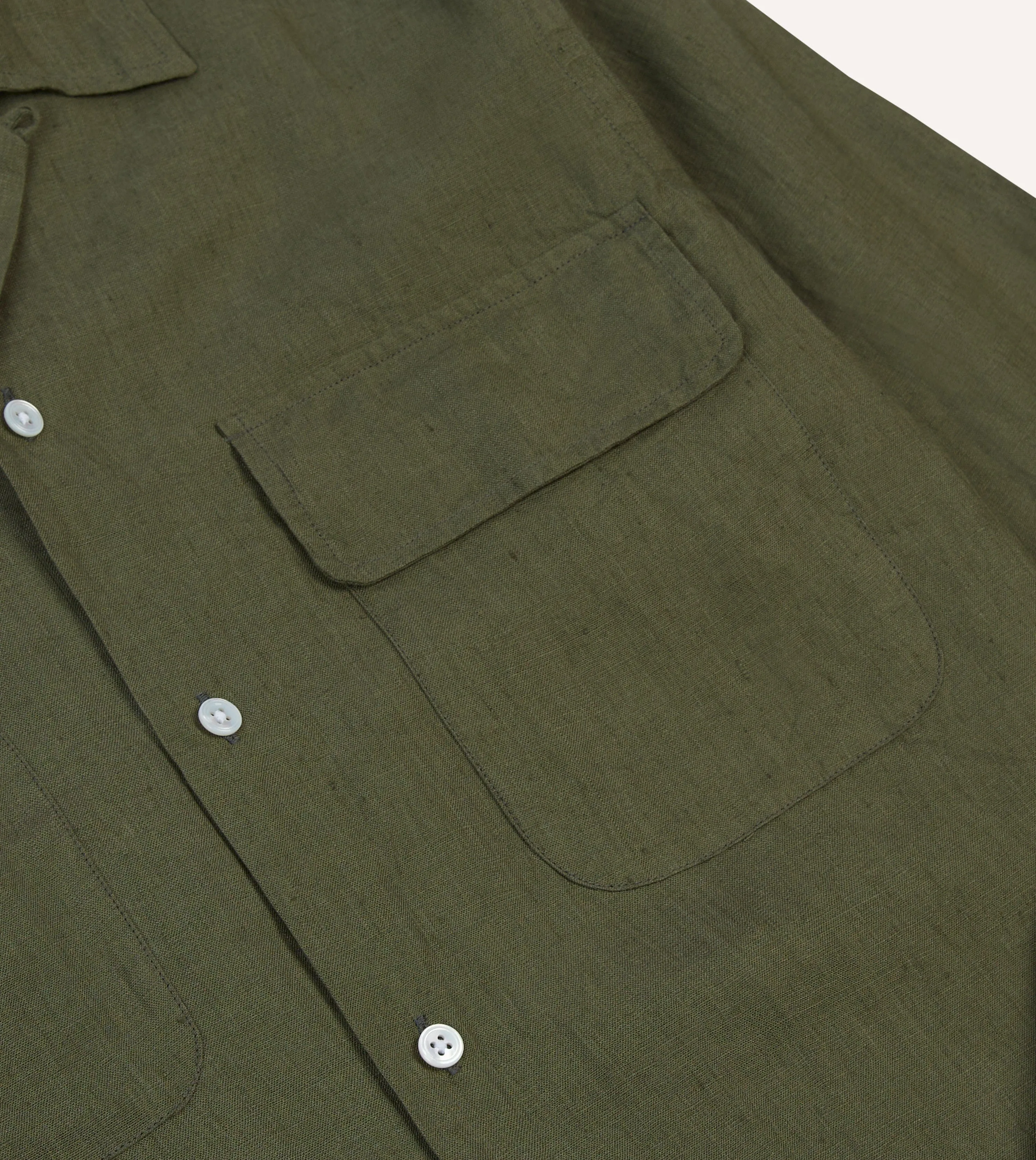 Graduation Ceremony Breathable back panel Khaki Linen Camp Collar Long Sleeve Shirt