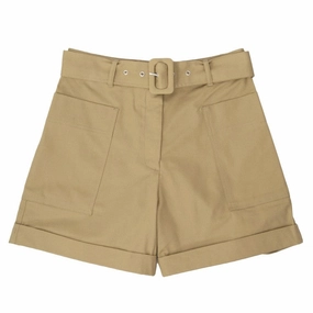 Fun Colors Beige Mid-Waisted Shorts With Removable Belt