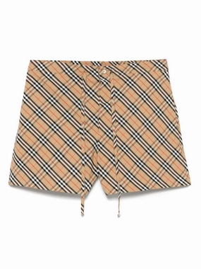 Party outfit Breathable Cut Beige Check Print Shorts