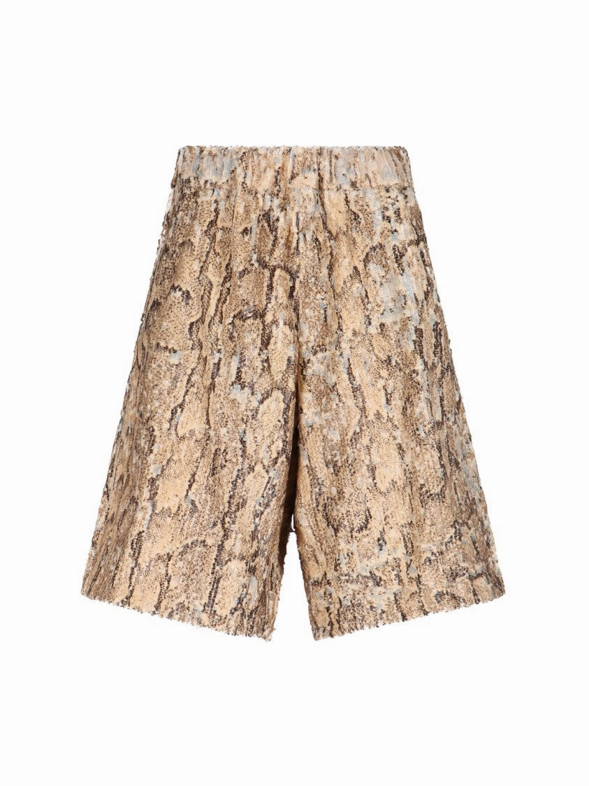 Beige Cotton Trousers With All-Over Viscose Sequins Hypoallergenic Textile