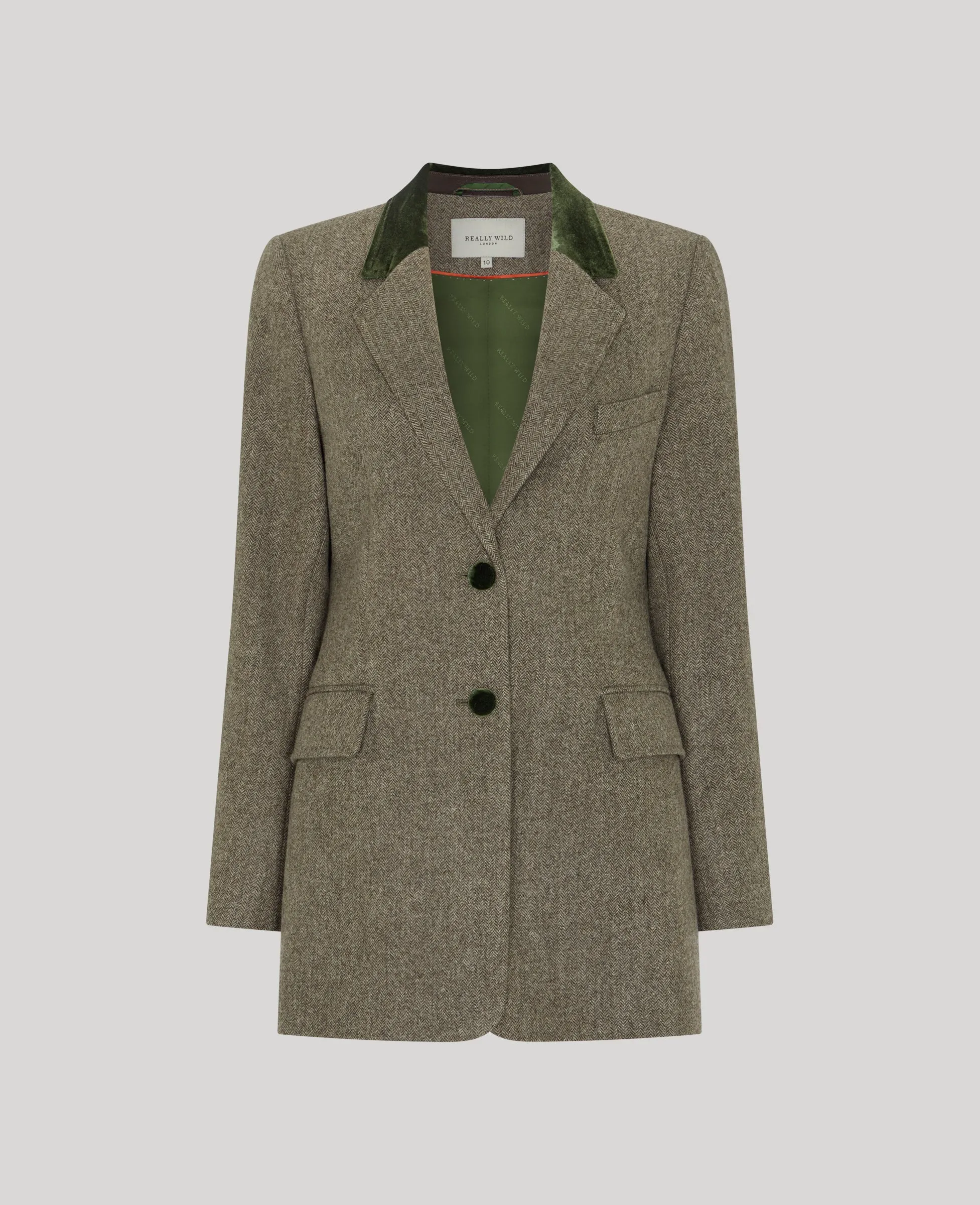 Ventilation System City Chill Style Belgravia Tweed Velvet Collar Tailored Jacket