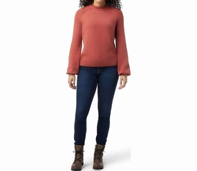 Comfortable Choice Soft and Stylish Bell Sleeve Sweater In Dusty Cedar Heather