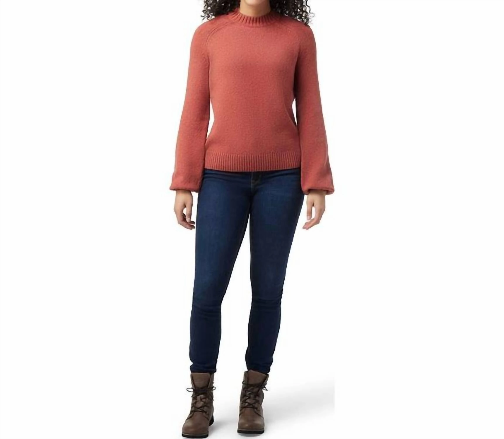 Comfortable Choice Soft and Stylish Bell Sleeve Sweater In Dusty Cedar Heather