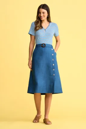 Belted Linen Skirt - Navy Cross Dye Fresh Vibe Urban Pulse