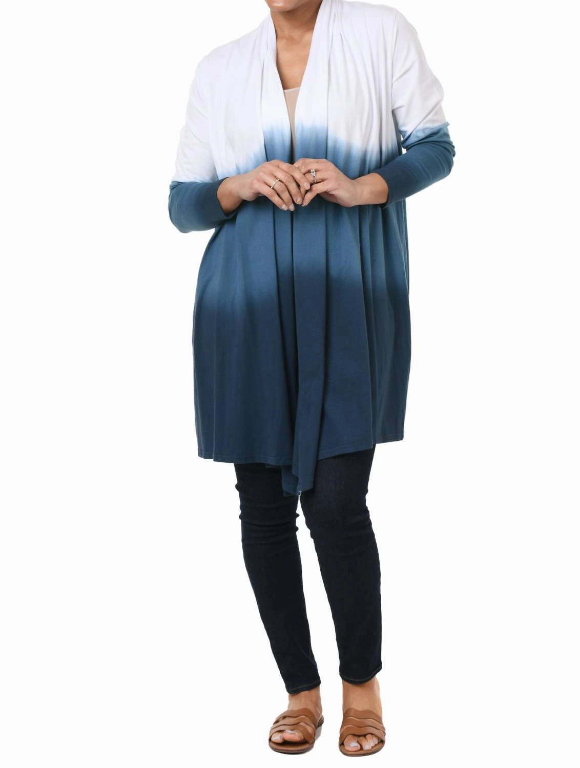 Bessie Cardigan In Real Teal Ombre Winter Apparel Trendy Layering