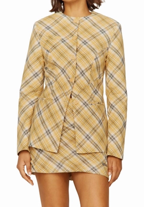 Neutral Look Bias Cut Mini Skirt In Multi Check