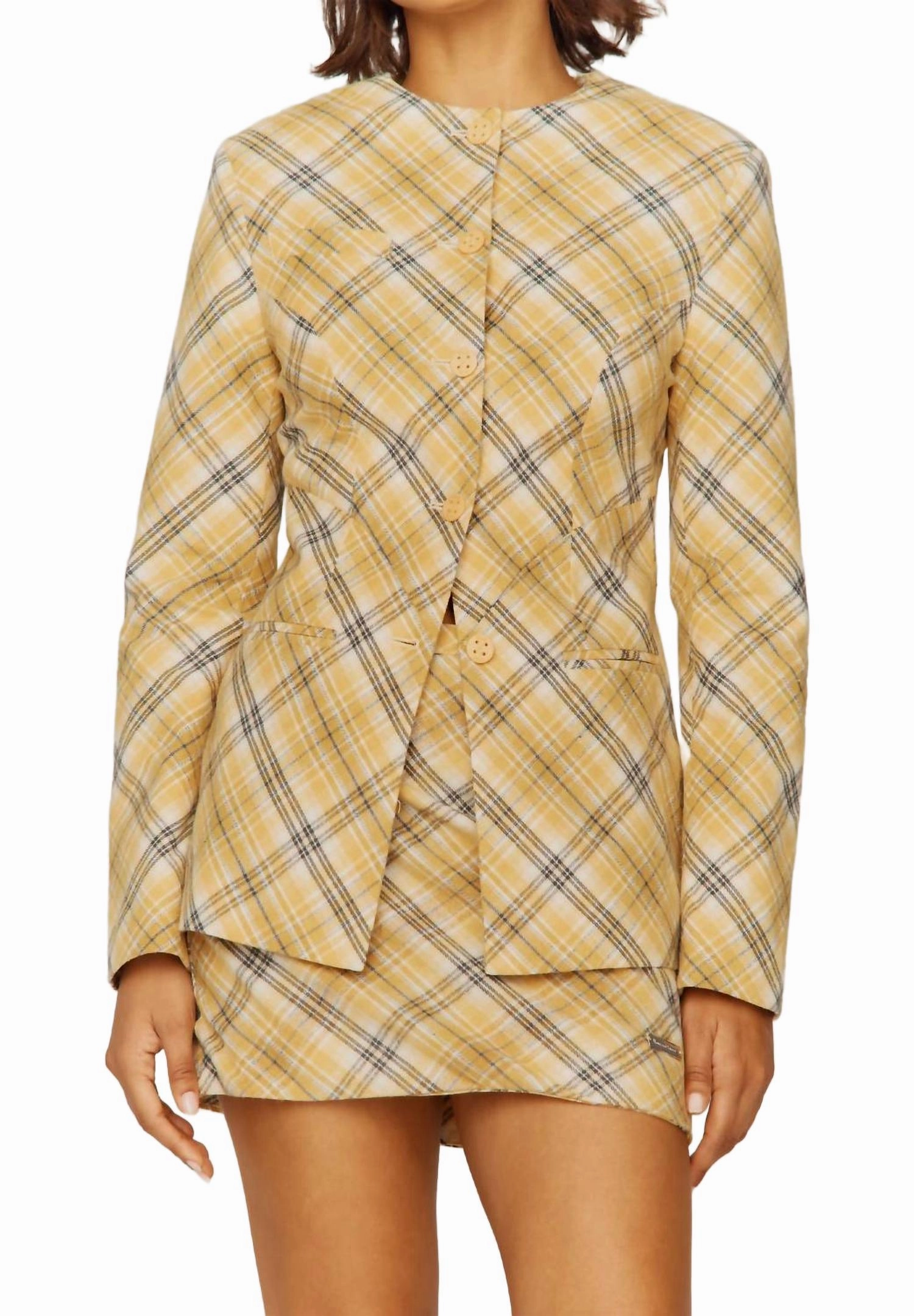 Bias Cut Mini Skirt In Multi Check Simple Style