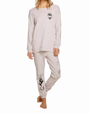 Stylish Apparel Circular Knit Technology Flaming Heart Pullover In Macaron