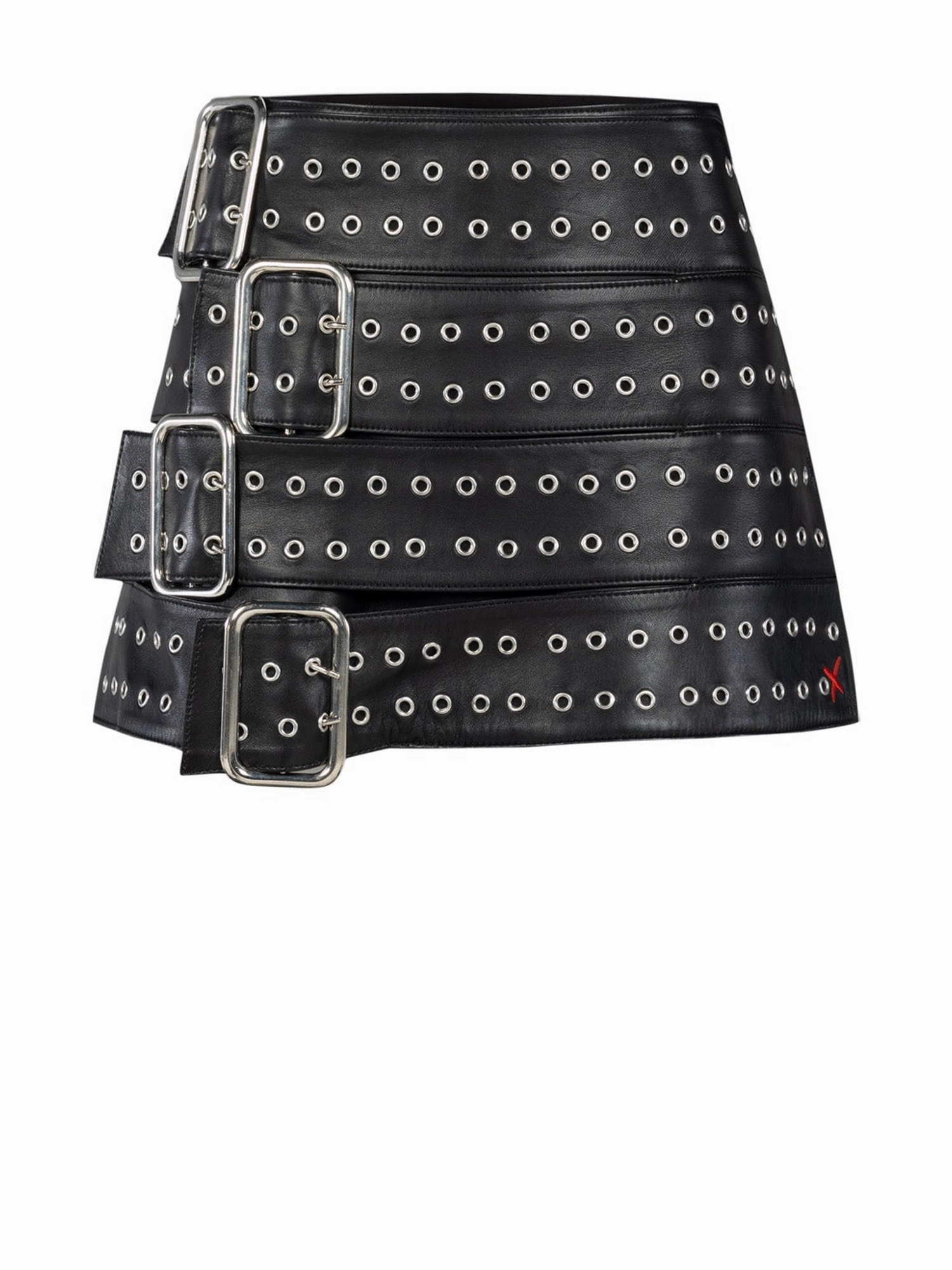 Abstract Motif Tear Resistant Birdeye Leather Skirt
