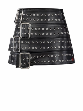 Sheer Overlay Birdeye Leather Skirt